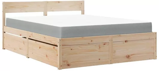 Στρώμα Υπόστρωμα Κρεβατιού Διπλό από Ξύλο 140x200cm Με Αποθηκευτικό Χώρο Λευκό