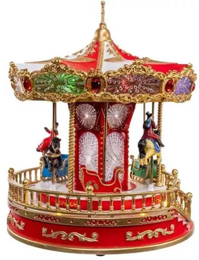 Φωτιζόμενο Διακοσμητικό Καρουζέλ με Μουσική & Κίνηση, Χριστουγεννιάτικο, με Μπαταρίας / Ρεύμα, color