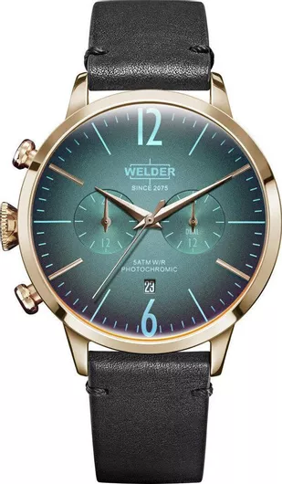Ανδρικό Ρολόι Welder Χρονογράφος Μπαταρίας με Μαύρο Δερμάτινο Λουράκι