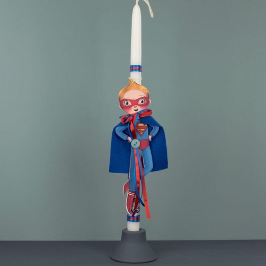 Πασχαλινή Λαμπάδα Χειροποίητη Ξύλινοι Υπερήρωες Πολύχρωμο