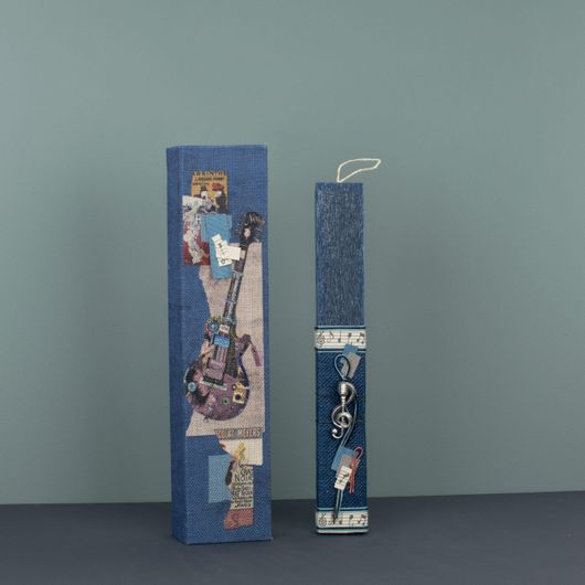 Πασχαλινή Λαμπάδα Χειροποίητη Υφασμάτινο Κουτί Κιθάρα Πολύχρωμο