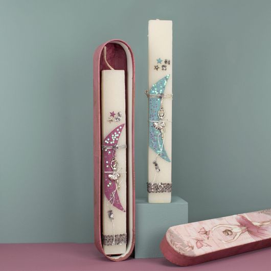 Πασχαλινή Λαμπάδα Χειροποίητη Πλακέ Φεγγάρι Μπαλαρίνα Πολύχρωμο