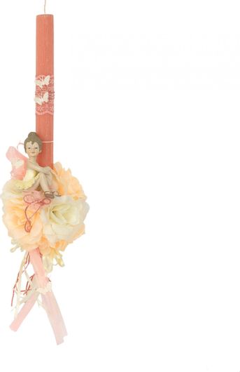 Πασχαλινή Λαμπάδα Χειροποίητη Πονπον Καρδιά Νεράιδα Πολύχρωμο