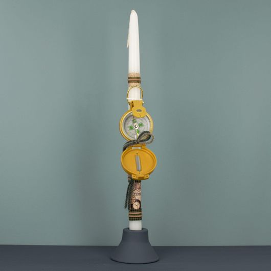 Πασχαλινή Λαμπάδα Χειροποίητη Στρογγυλή Πυξίδα Πολύχρωμο