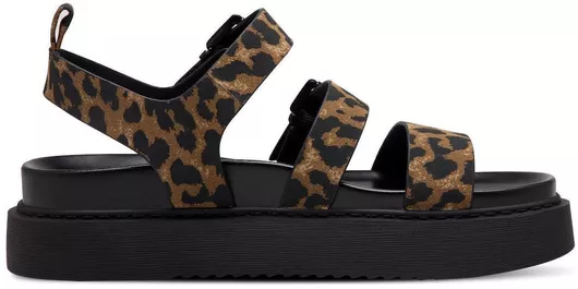 Tamaris Δερμάτινα Γυναικεία Σανδάλια Flatforms Leopard