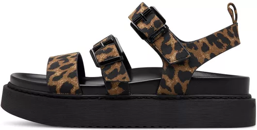 Tamaris Δερμάτινα Γυναικεία Σανδάλια Flatforms Leopard