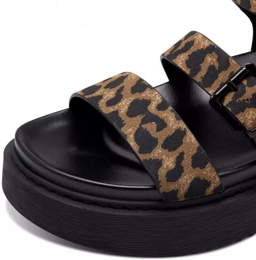 Tamaris Δερμάτινα Γυναικεία Σανδάλια Flatforms Leopard