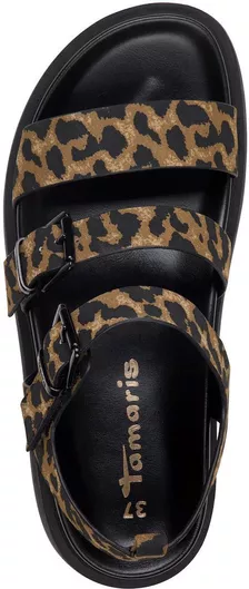 Tamaris Δερμάτινα Γυναικεία Σανδάλια Flatforms Leopard