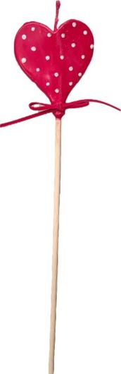 Πασχαλινή Λαμπάδα Καρδούλα Πουά με Ξύλινη Λαβή Χειροποίητη Καφέ