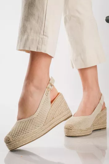 Slingback Πλατφόρμες Εσπαντρίγιες Μπεζ
