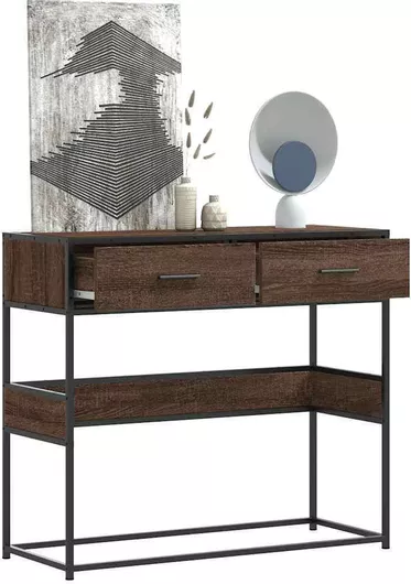 Κονσόλα από Ξύλο & Μέταλλο Δρυς Μ90xΠ35xΥ80cm Καφέ