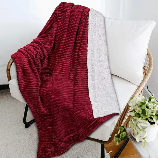Κουβέρτα Γούνινη Μονή 160x220εκ. Wine Red