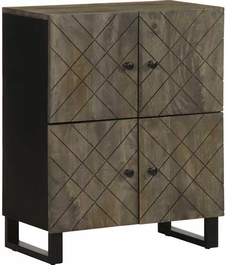 Μπουφές από Μασίφ Ξύλο & Μέταλλο 60x33x75cm Μαύρο