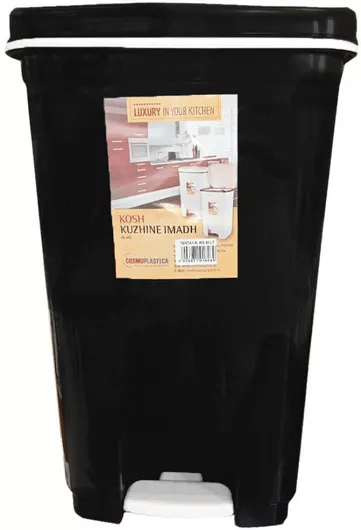 Κάδος Απορριμμάτων Happy House Πλαστικός με Πεντάλ Μαύρο 40lt