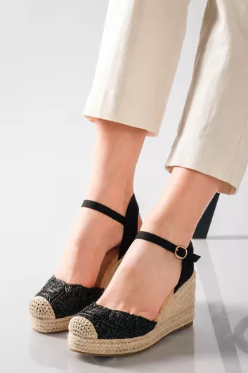 Πλατφόρμες Εσπαντρίγιες Πλεκτό Σχέδιο Μαύρο