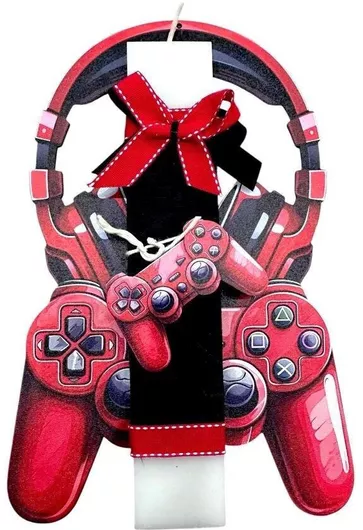 Χειροποίητη Παιδική Λαμπάδα Feeling Wood Red Player Lt2025062, Διαστάσεις, Ποσότητα & Χρώμα