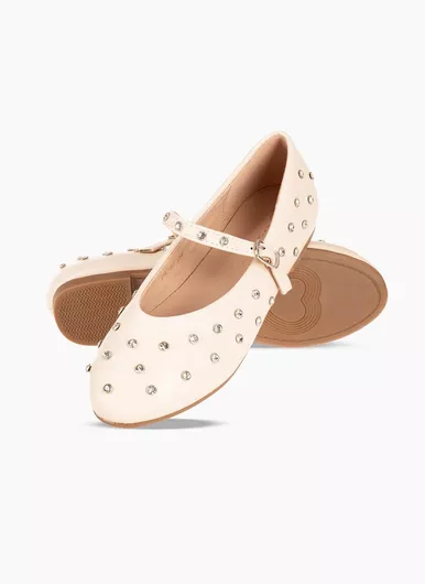 The Shoemart Παιδικές Μπαλαρίνες με Ρυθμιζόμενο Μεταλλικό Κούμπωμα Μπεζ