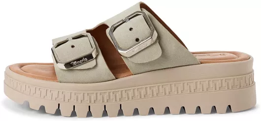 Tamaris Δερμάτινα Γυναικεία Σανδάλια Flatforms Πράσινο