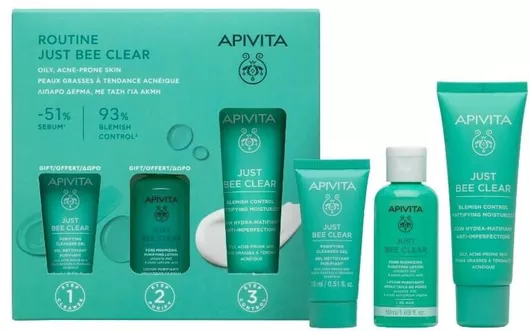 Σετ Περιποίησης Apivita Routine Just Bee Clear για Ενυδάτωση 3τμχ