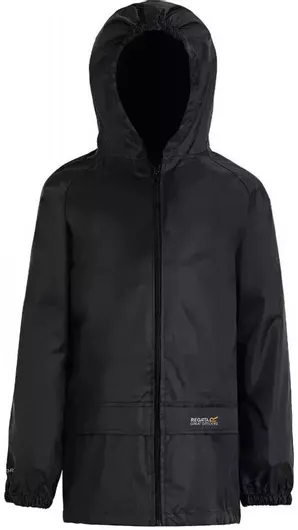 Regatta Αδιάβροχο Παιδικό Casual Μπουφάν Μακρύ με Κουκούλα Μαύρο