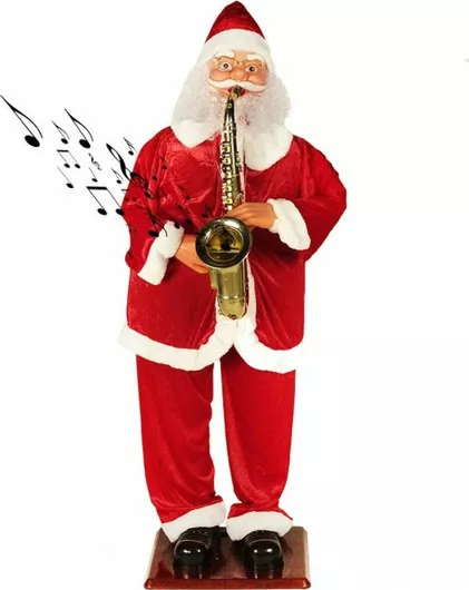 Διακοσμητικός Άι Βασίλης Ρεύματος με Μουσική & Κίνηση Κόκκινος από Ύφασμα 160cm