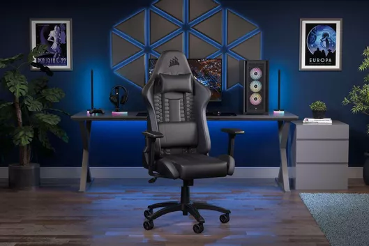 Καρέκλα Gaming Corsair TC100 Relaxed Δερματίνης με Ρυθμιζόμενα Μπράτσα Μαύρο