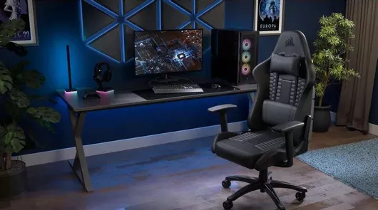 Καρέκλα Gaming Corsair TC100 Relaxed Δερματίνης με Ρυθμιζόμενα Μπράτσα Μαύρο