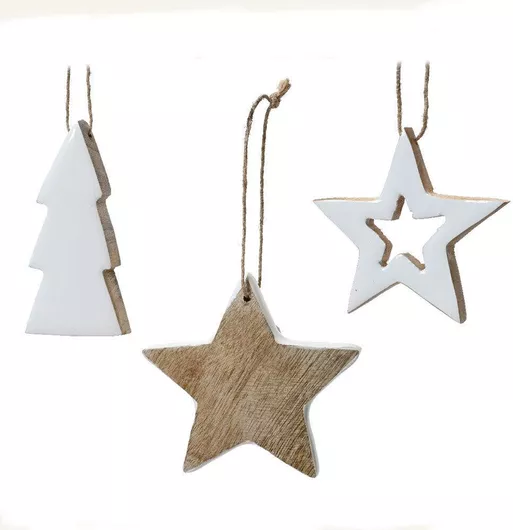 Ξύλινα Κρεμαστά Στοιχεία Σμάλτο 8 cm Δέντρο - Beauty Home