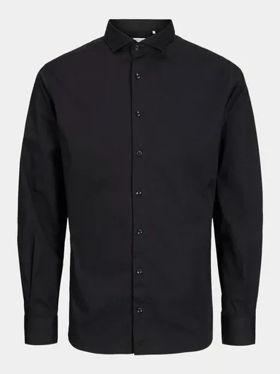 Jack & Jones Μακρυμάνικo Πουκάμισο σε Κανονική Γραμμή Black