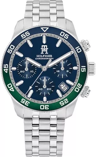 Ανδρικό Ρολόι Tommy Hilfiger Μπαταρίας με Ασημί Μεταλλικό Μπρασελέ
