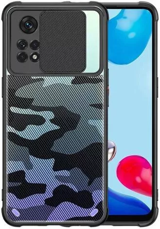 RZANTS Σκληρή Θήκη Πλάτης με Σιλικόνη Περιμετρικά & Πορτάκι Κάμερας Σχέδιο Καμουφλάζ για Xiaomi Redmi Note 11 4G Qualcomm/ Note 11S 4G - Μαύρο