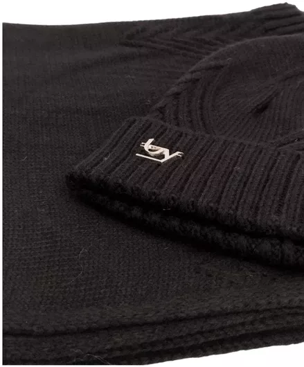 Γυναικείο Κασκόλ με Σκούφο Πολυεστέρας Σετ 2τμχ Μαύρο