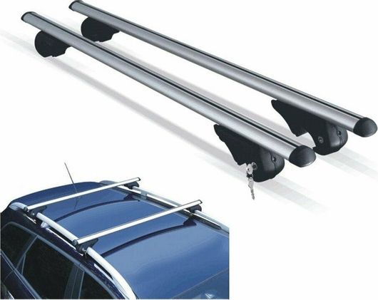 Μπάρες Οροφής Carman Αλουμινίου Station 135εκ. Universal Μαύρες για Αυτοκίνητα με Εργοστασιακές Μπάρες (Σετ με πόδια και κλειδαριά)