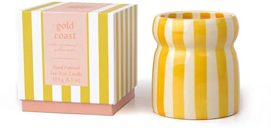 Gold Coast Φυτικό Κερί 184gr Κεραμικό Δοχείο Cabana Paddywax Κίτρινο Ριγέ