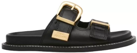 Steve Madden Δερμάτινα Γυναικεία Σανδάλια Μαύρο