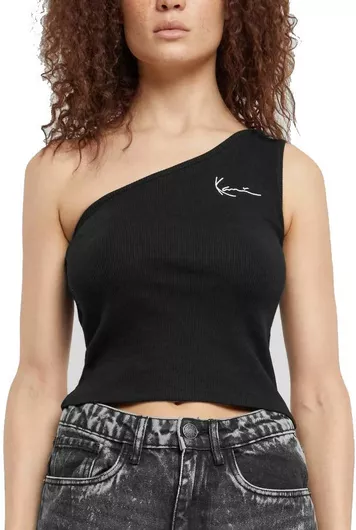 Karl Kani Γυναικεία Καλοκαιρινή Μπλούζα Βαμβακερή Off-Shoulder με έναν Ώμο Μαύρο