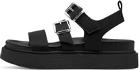 Tamaris Δερμάτινα Γυναικεία Σανδάλια Flatforms Μαύρο