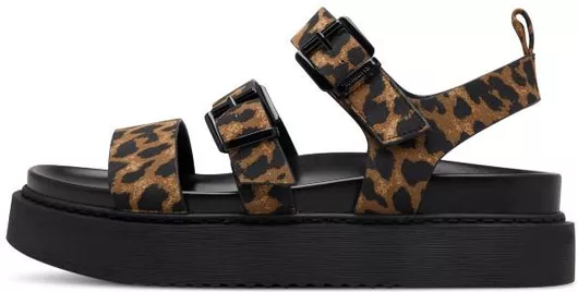 Tamaris Δερμάτινα Γυναικεία Σανδάλια Flatforms Leopard