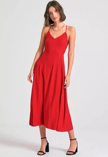 Funky Buddha Midi Φόρεμα Κόκκινο