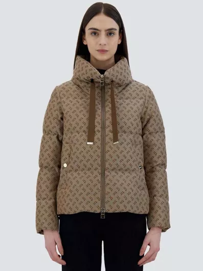 Herno Woven Κοντό Γυναικείο Puffer Μπουφάν για Χειμώνα Καφέ
