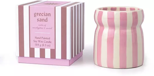 Grecian Sand Φυτικό Κερί 184gr Cabana Paddywax Κεραμικό Δοχείο Λιλά Ριγέ