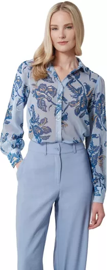 Enzzo Μακρυμάνικο Γυναικείο Πουκάμισο Blue