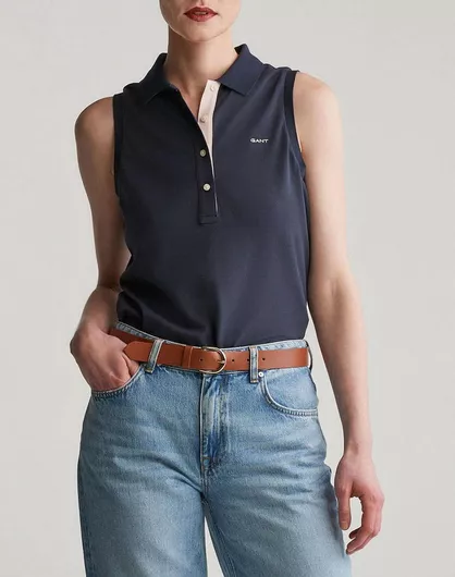 Gant Γυναικεία Polo Μπλούζα Αμάνικη Dark Blue