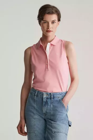 Gant Γυναικεία Αμάνικη Polo Μπλούζα Ροζ