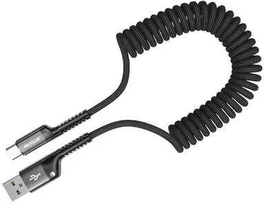 Rixus Retractable USB 2.0 Cable USB-C male - USB-A Μαύρο 1m