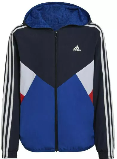 adidas Παιδικό Αθλητικό Μπουφάν Κοντό Αντιανεμικό με Κουκούλα Navy Μπλε