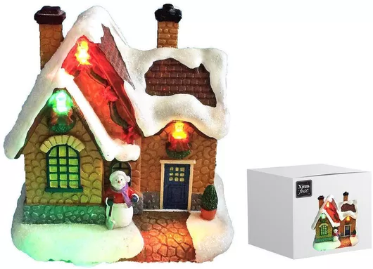 Χριστουγεννιάτικο Διακοσμητικό Σπιτάκι XMASfest Φωτιζόμενο 10x9.5x6.5cm