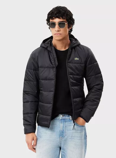 Lacoste Μπουφάν Puffer Αδιάβροχο Μαύρο
