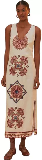 Farm Rio Midi Φόρεμα Λευκό