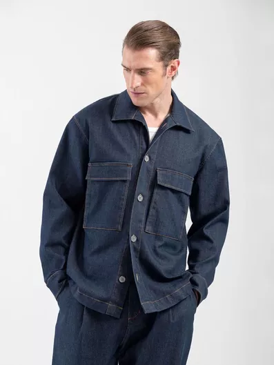 Vittorio Artist Overshirt Μακρυμάνικo Τζιν Πουκάμισο Blue